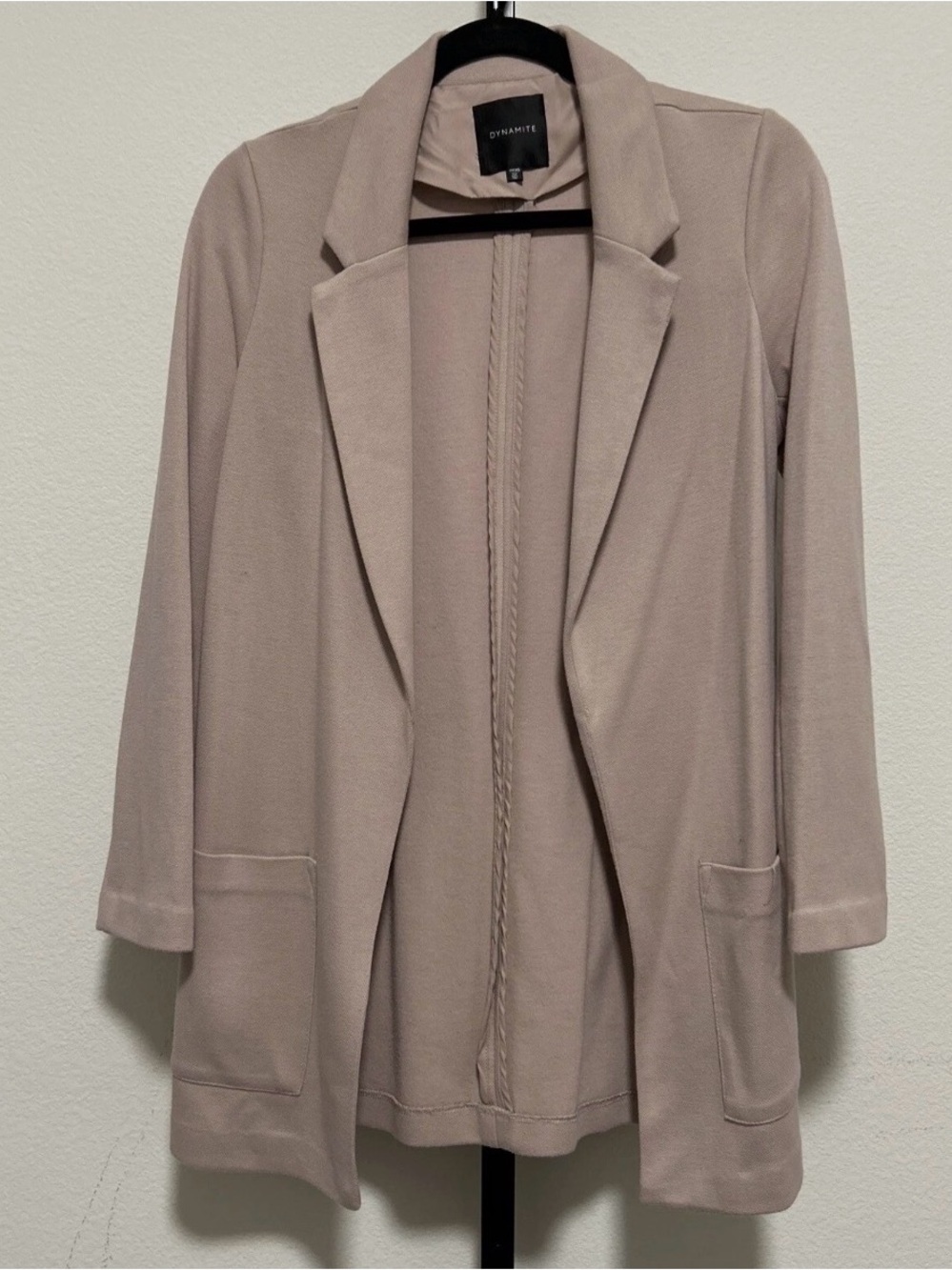 Dynamite Taupe Open-Front Relaxed Blazer